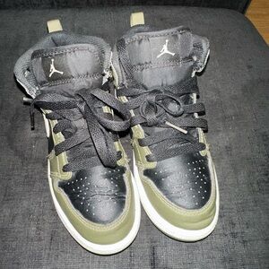 Jordan Kids High-Top Sneakers in Black and Olive Green